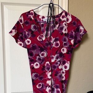Calvin Klein Floral Top - Red and Purple